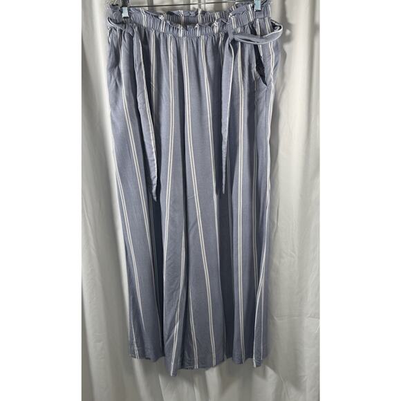 H&M Paperbag Wide Leg Striped Pants, Blue/White, Sz: 12, 87-11 - Picture 10 of 14